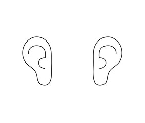 Vector isolated two pair couple symmetrical human ears colorless black and white contour line easy drawing