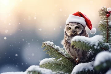 Poster Christmas owl in the wild © Veniamin Kraskov