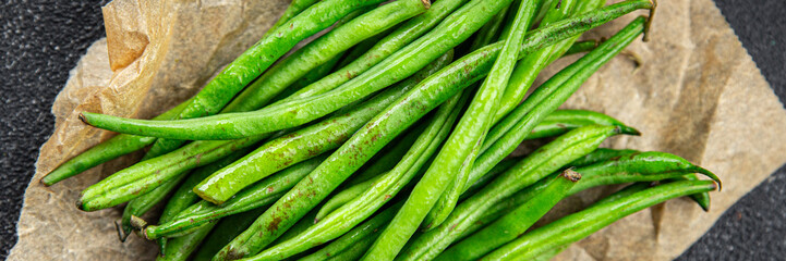 green bean fresh raw bean pod healthy eating cooking meal food snack on the table copy space food background rustic top view 