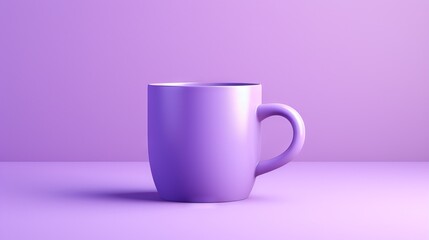  a purple coffee cup sitting on top of a purple table.  generative ai