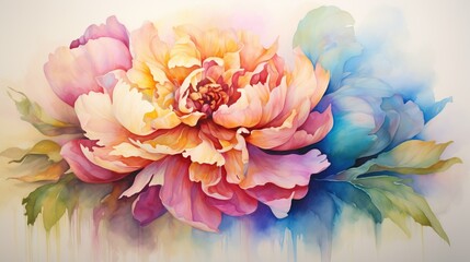  a painting of a large flower on a white background with watercolors.  generative ai
