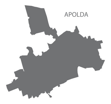 Apolda German city map grey illustration silhouette shape