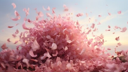 A whirl wind with pink flower petals