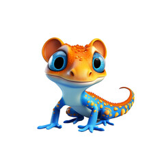 Cute blue gecko with orange