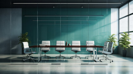 Empty boardroom in office, conference room modern design. Business interior - obrazy, fototapety, plakaty