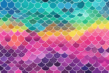 Mermaid scales quirky doodle pattern, wallpaper, background, cartoon, vector, whimsical Illustration