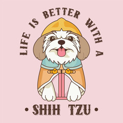 Shih Tzu Tshirt Design Vector Illustration