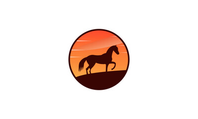 collection of horses and dusk logo design vector illustration