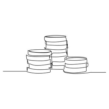 recommend clip art: Coins continuous line drawing. Stack of coins penny cents