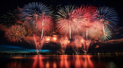 new year vibrant fireworks in the night sky