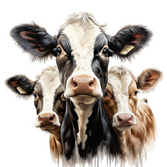 Three Cute Santa Gertrudis Cow Watercolor Png Graphic