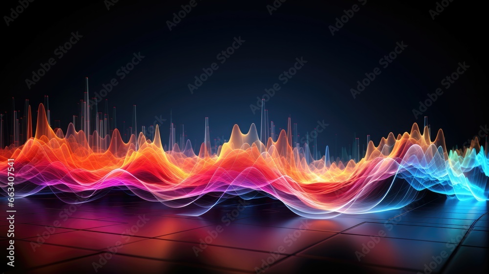 Canvas Prints Multicolored light waves pulse through slender glass strands, transmitting data at high speeds.