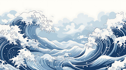 Abstract background from Japanese pattern sea wave - obrazy, fototapety, plakaty