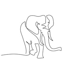 Obraz premium Elephant one continuous line drawing