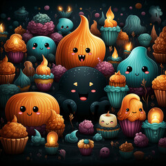 christmas cute magical halloween seamless pattern background