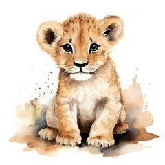 Watercolor Baby Lion.