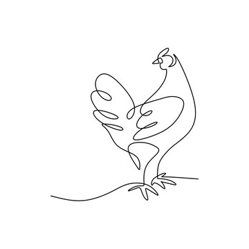 recommend clip art: Chiken one line drawing. Animal continuous single outline