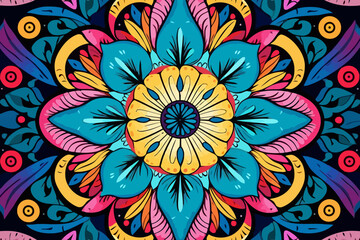 Mandala designs quirky doodle pattern, wallpaper, background, cartoon, vector, whimsical Illustration