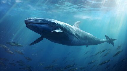 Fototapeta premium Whale Swimming Underwater