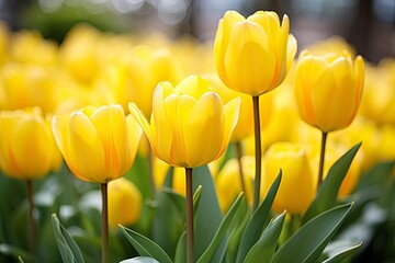 Obraz premium Yellow tulip in the garden.