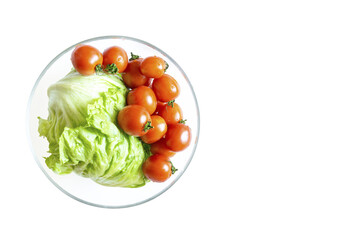 red tomatoes and salad green vegetables 