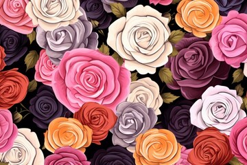 New creative bouquet of roses, seamless patter of rose flower