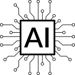 icon chip technology futuristic artificial intelligence ai power digital transformation - obrazy, fototapety, plakaty