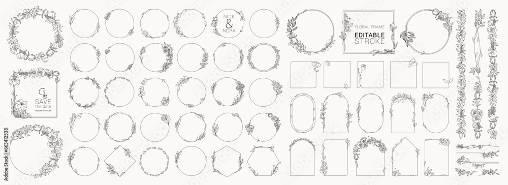 Wall mural set of thin line vintage frame and corners icon. vector illustration