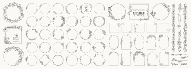 Set of Thin Line vintage frame and corners icon. Vector illustration - 663412538