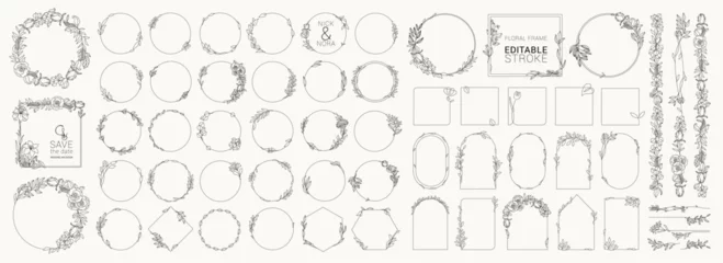 Deurstickers Set of Thin Line vintage frame and corners icon. Vector illustration © FourLeafLover
