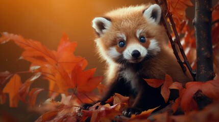 Mischievous red panda cub