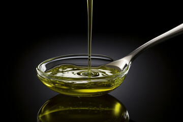 Hemp oil dripping from a glass dropper onto a spoon, highlighting the culinary and health uses of this versatile oil. 