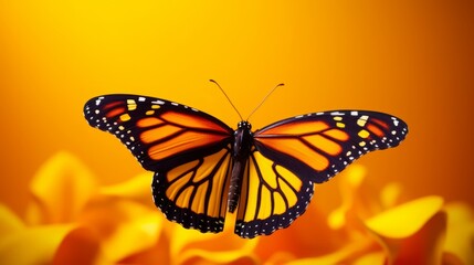 Graceful Monarch Butterfly on Radiant Orange and Yellow