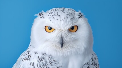 Wise Snowy Owl Against a Pale Blue Sky