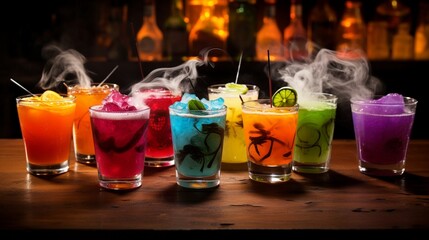 cocktail with lime,An,assortment,of,original,Halloween,themed,cocktails.