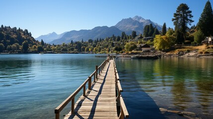 wooden bridge over lake