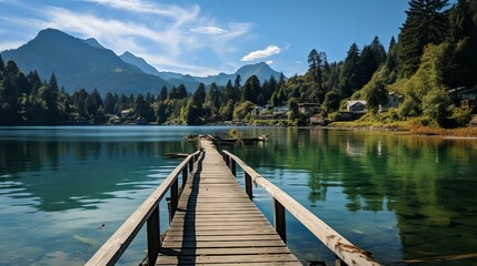 wooden bridge over lake