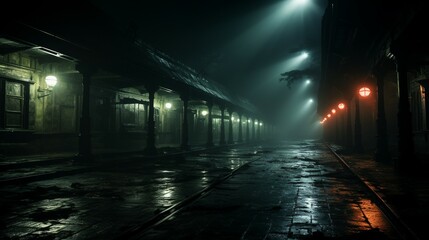 Eerie Atmosphere at Dark Train Station