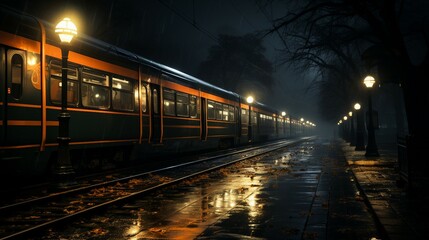 Fototapeta na wymiar Eerie Atmosphere at Dark Train Station