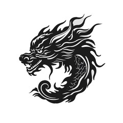Fototapeta premium vector a dragon head in black and white