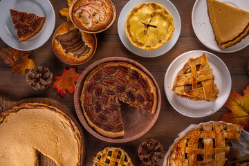 Assorted homemade fall pies and cakes
