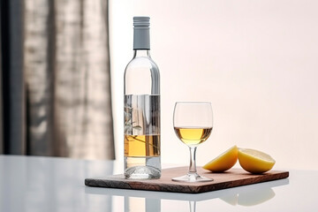Obraz premium glass with coktel and bottle magazine advertising st