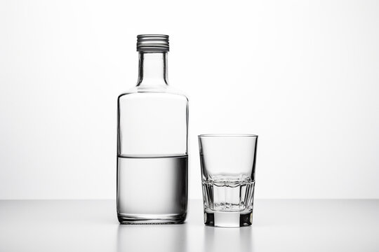 glass with coktel and bottle magazine advertising st
