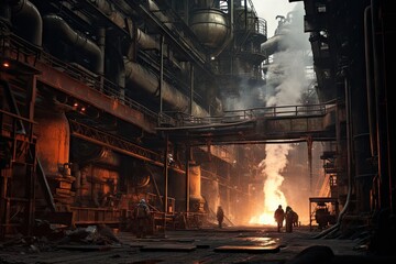 a man on his own in the steel plant Generative AI
