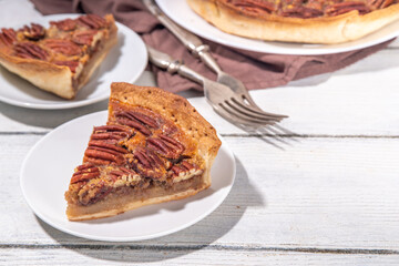 Traditional autumn pecan pie