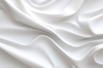 White Abstract Background, 3D Rendering Textile Slik. Fabric folded effect. Ai Generated
