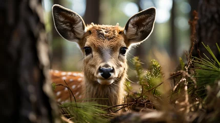 Fotobehang deer in the woods © Sthefany