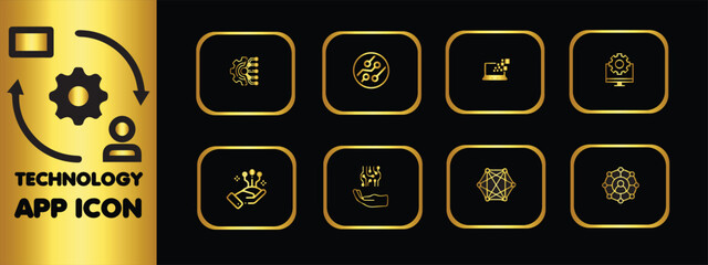 icon set design with black & golden royal color