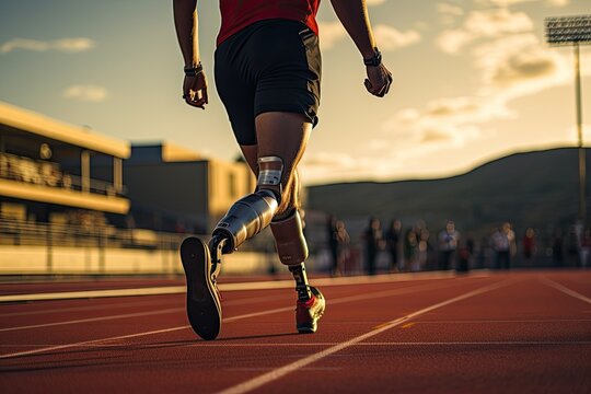 athlete with prothetic leg