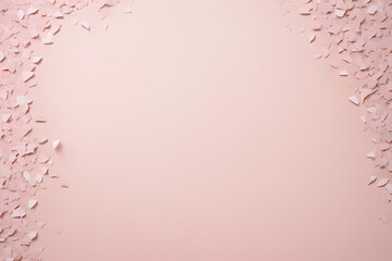 Obraz premium Pink paper confetti on pastel background with copy space for text